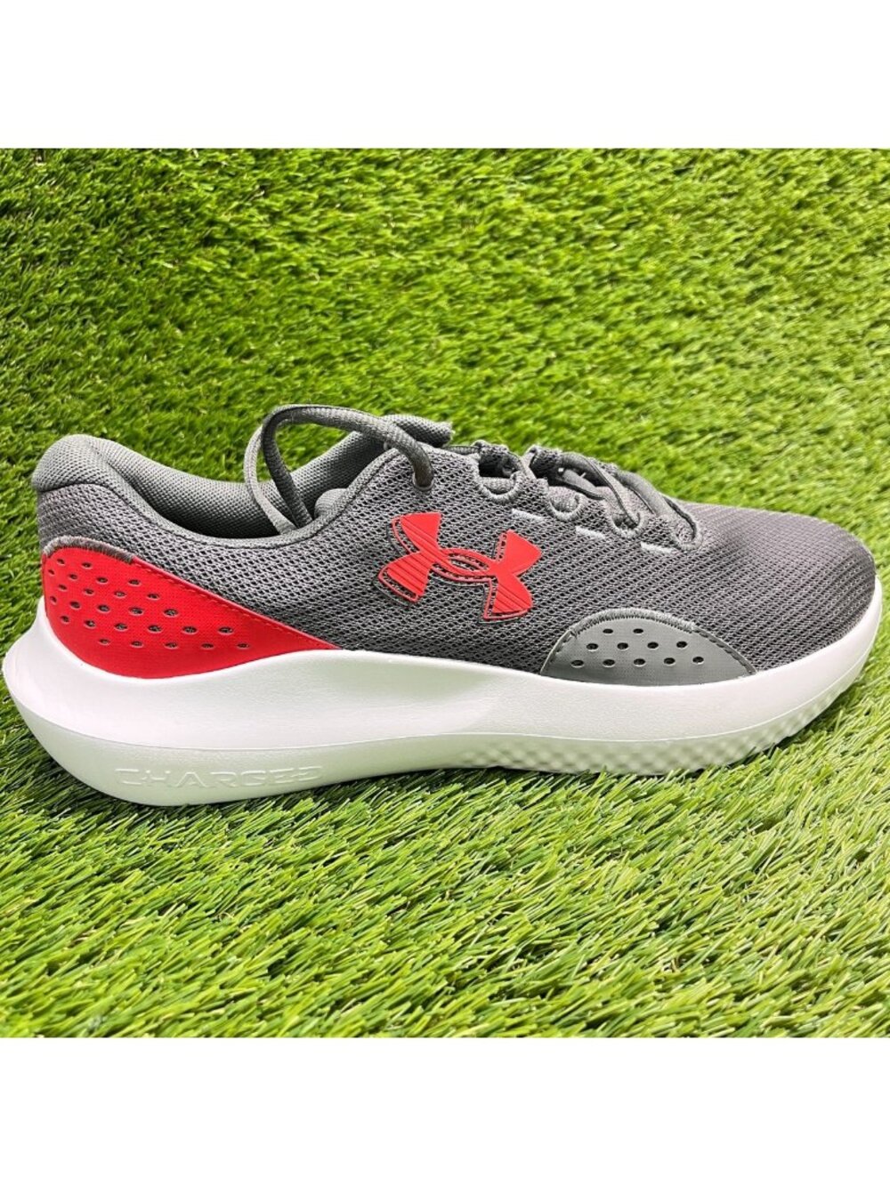 Under Armour Surge 4 Castlerock Red Gray Mens Size 11 Running Shoes Sneakers